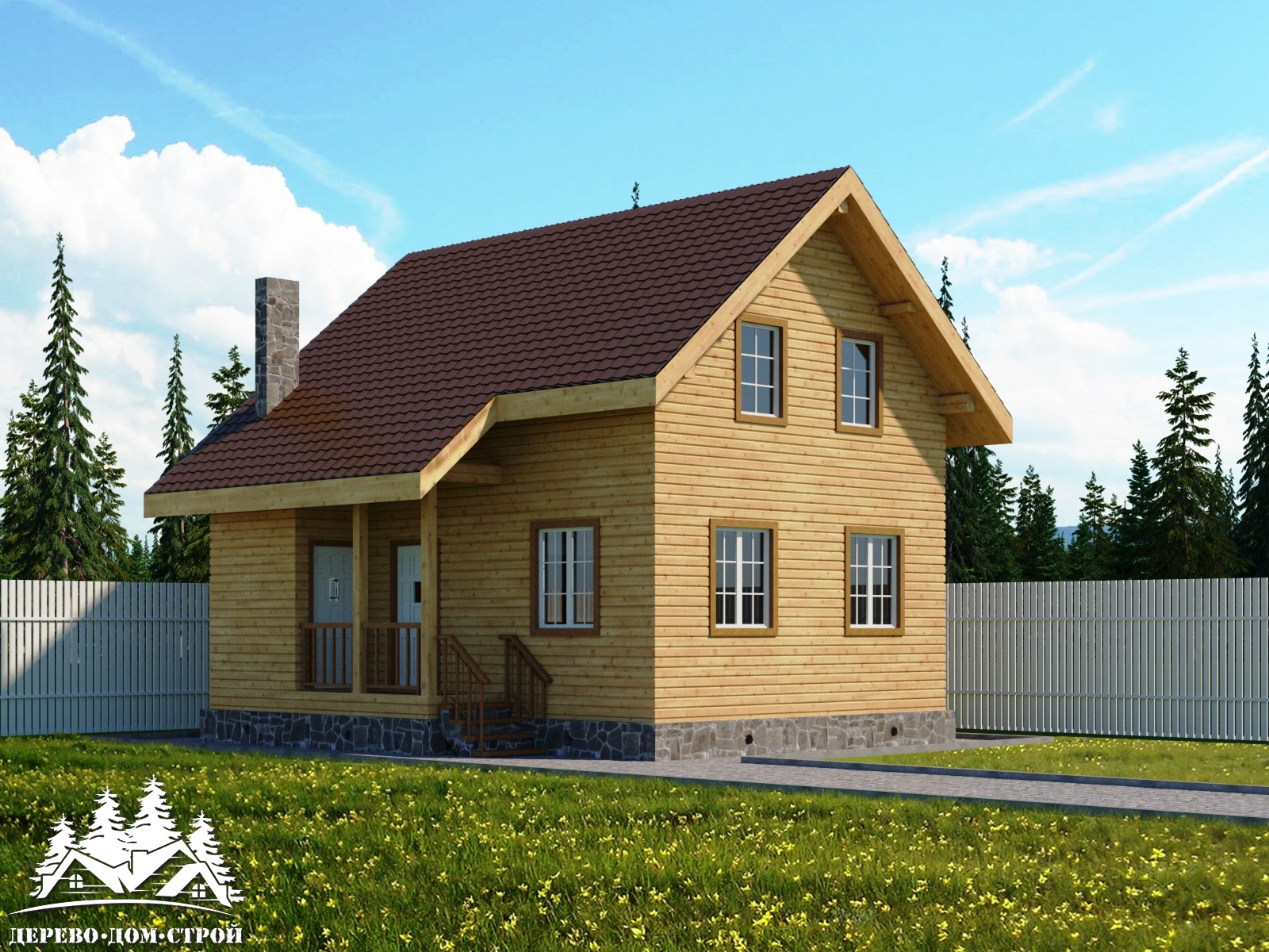 Проект одноэтажного деревянного дома с мансардой из бруса – ДПБ 404
