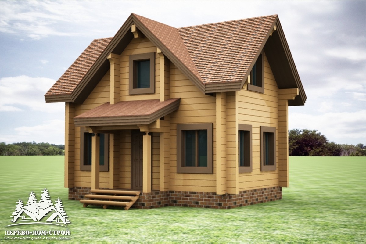 Проект одноэтажного деревянного  дома с мансардой и террасой из бруса – ДПБ 356