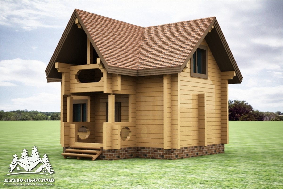 Проект одноэтажного деревянного  дома с мансардой и террасой  из бруса – ДБС 360