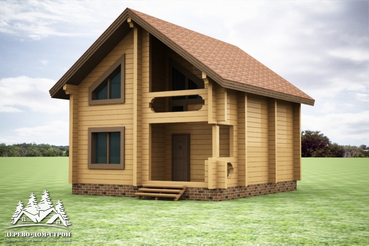 Проект одноэтажного деревянного  дома с мансардой и террасой  из бруса – ДБС 363