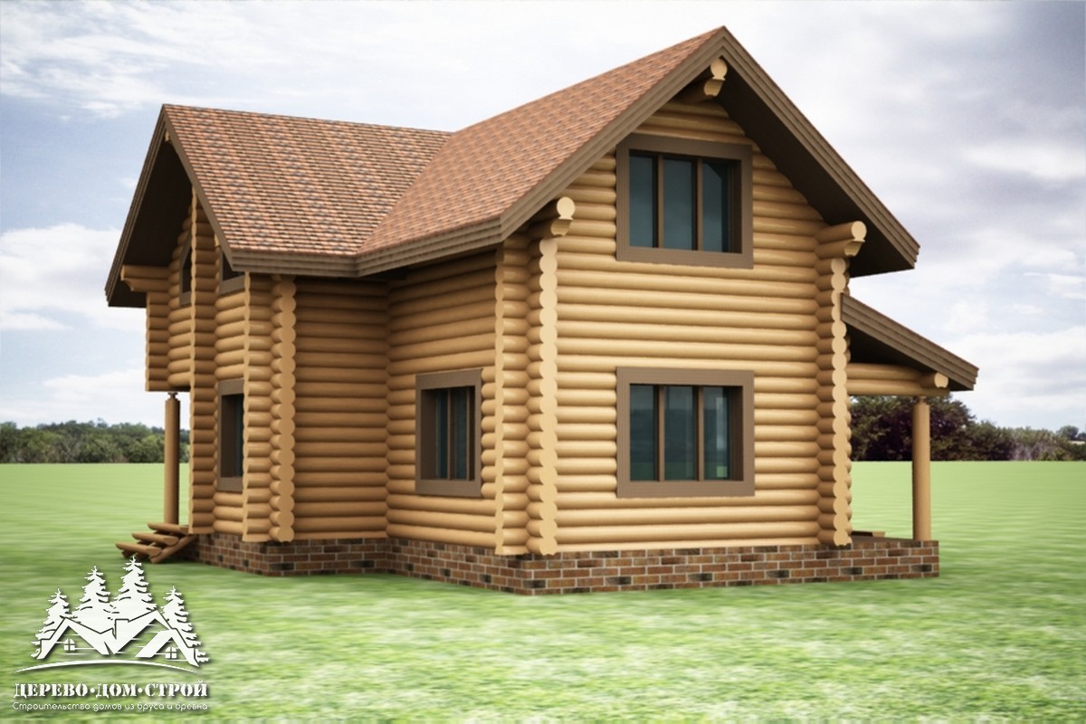 Проект одноэтажного деревянного  дома с мансардой и террасой  из бревна – ДДС 564