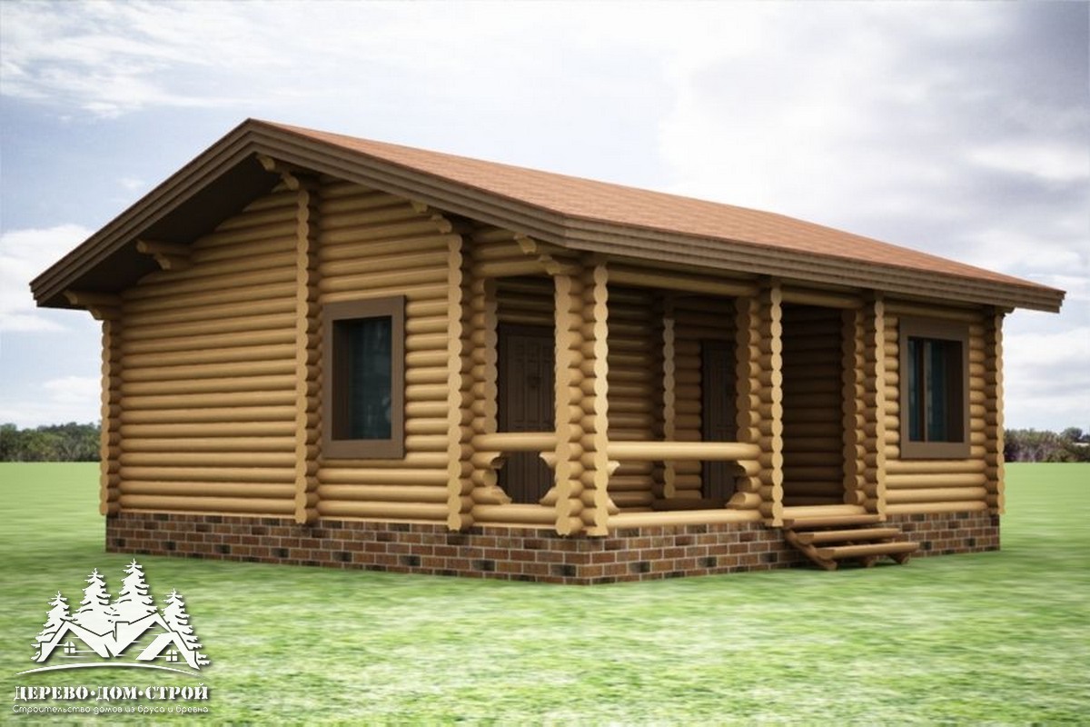 Проект одноэтажного деревянного  дома с террасой  из бревна – ДДС 578