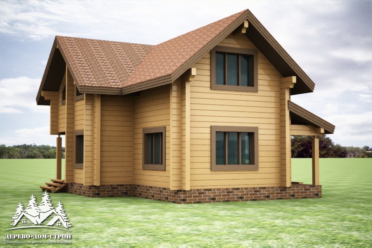 Проект одноэтажного деревянного  дома с мансардой и террасой из бруса – ДПБ 364