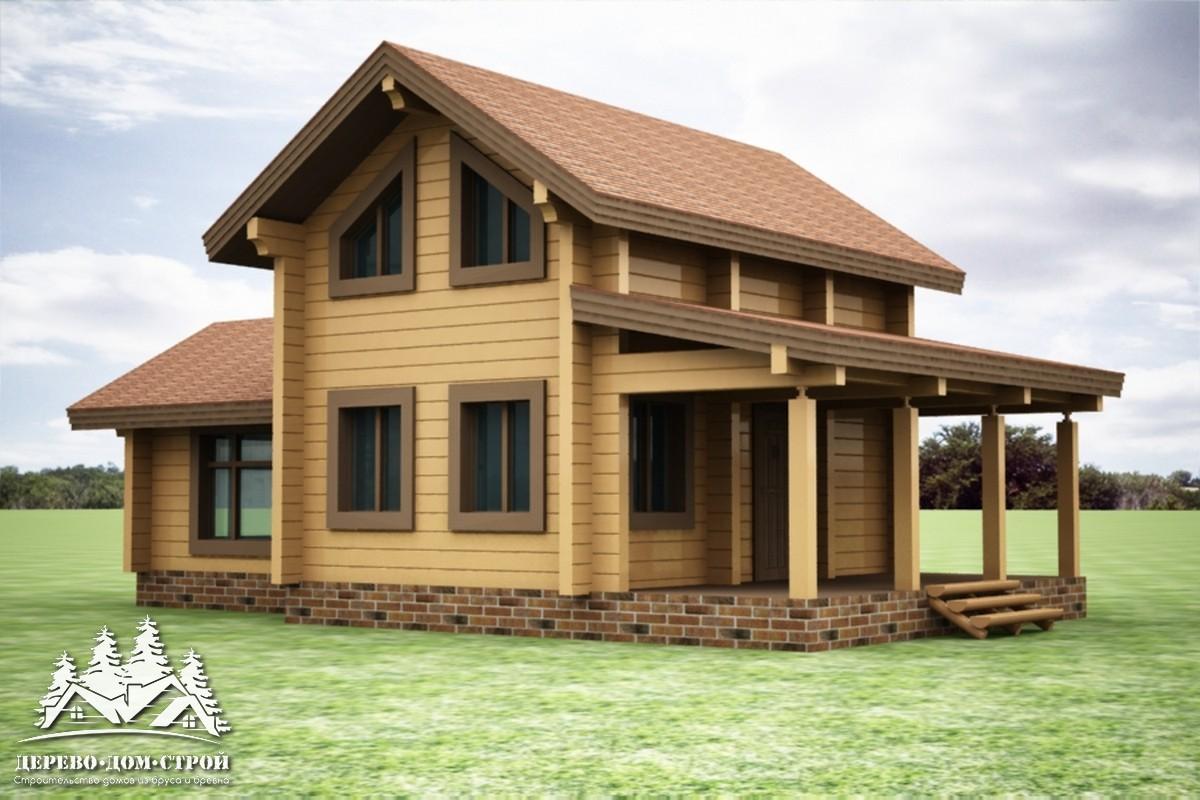 Проект одноэтажного деревянного  дома с мансардой и террасой  из бруса – ДБС 366
