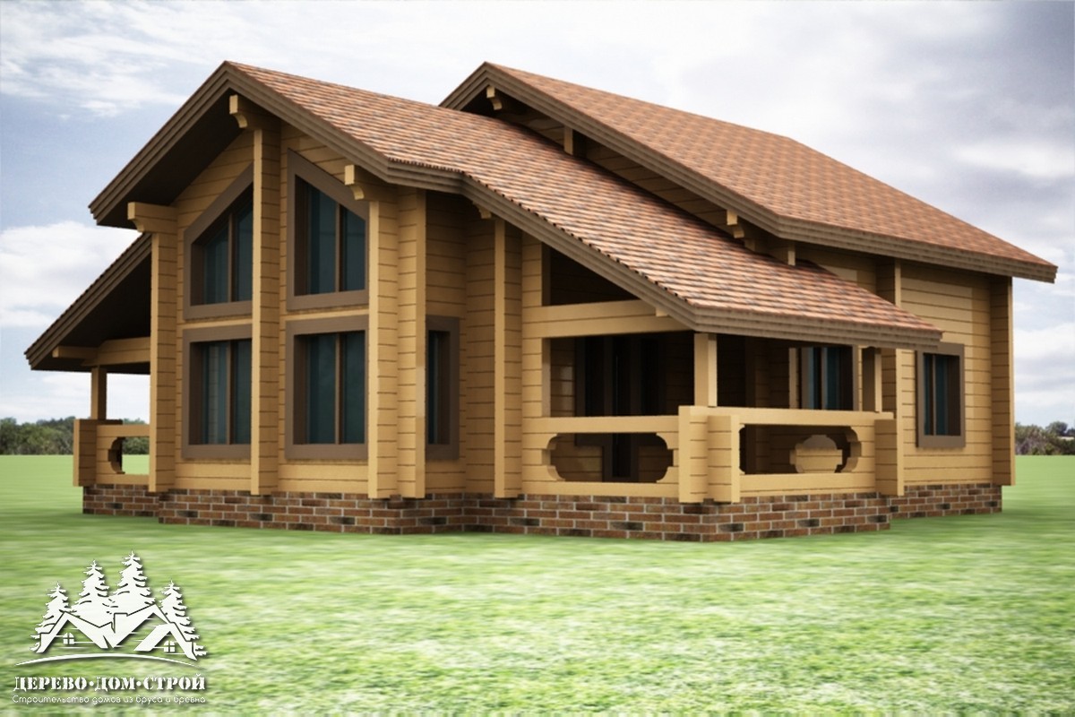 Проект одноэтажного деревянного  дома с мансардой и террасой  из бруса – ДБС 369