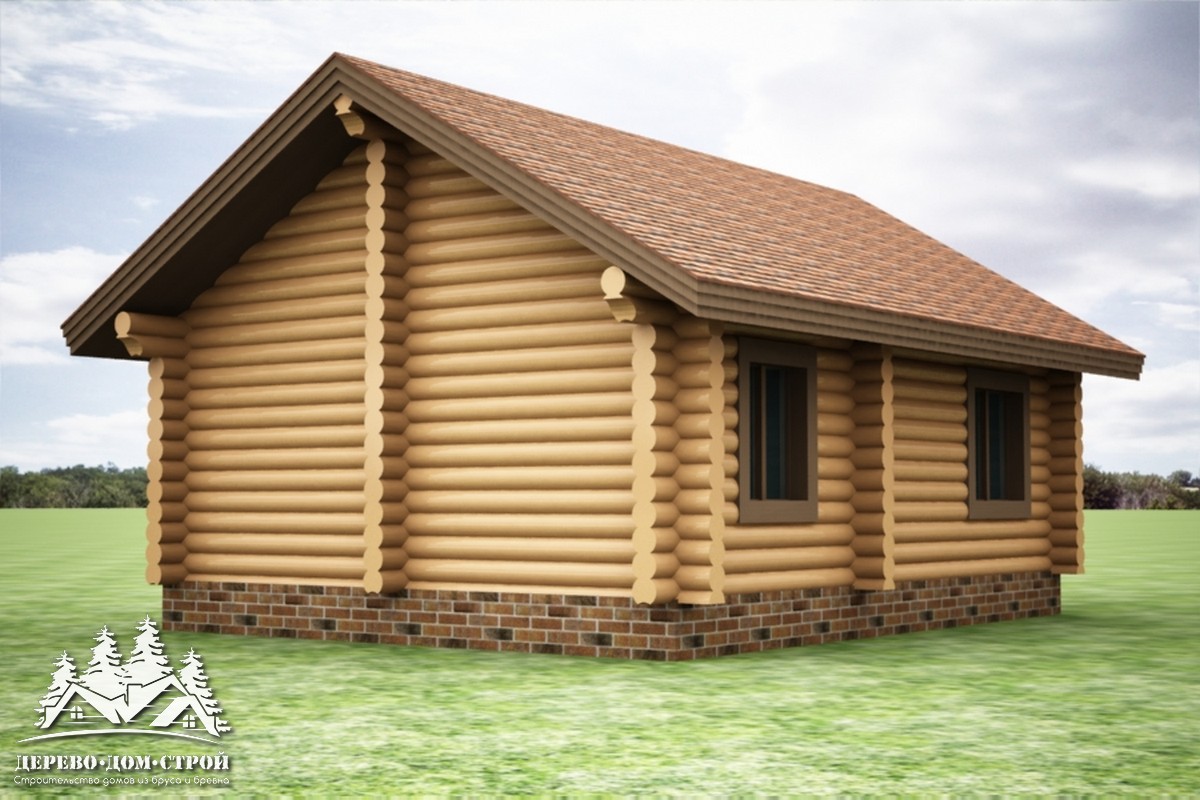 Проект одноэтажного деревянного  дома с террасой  из бревна — ДДС 554