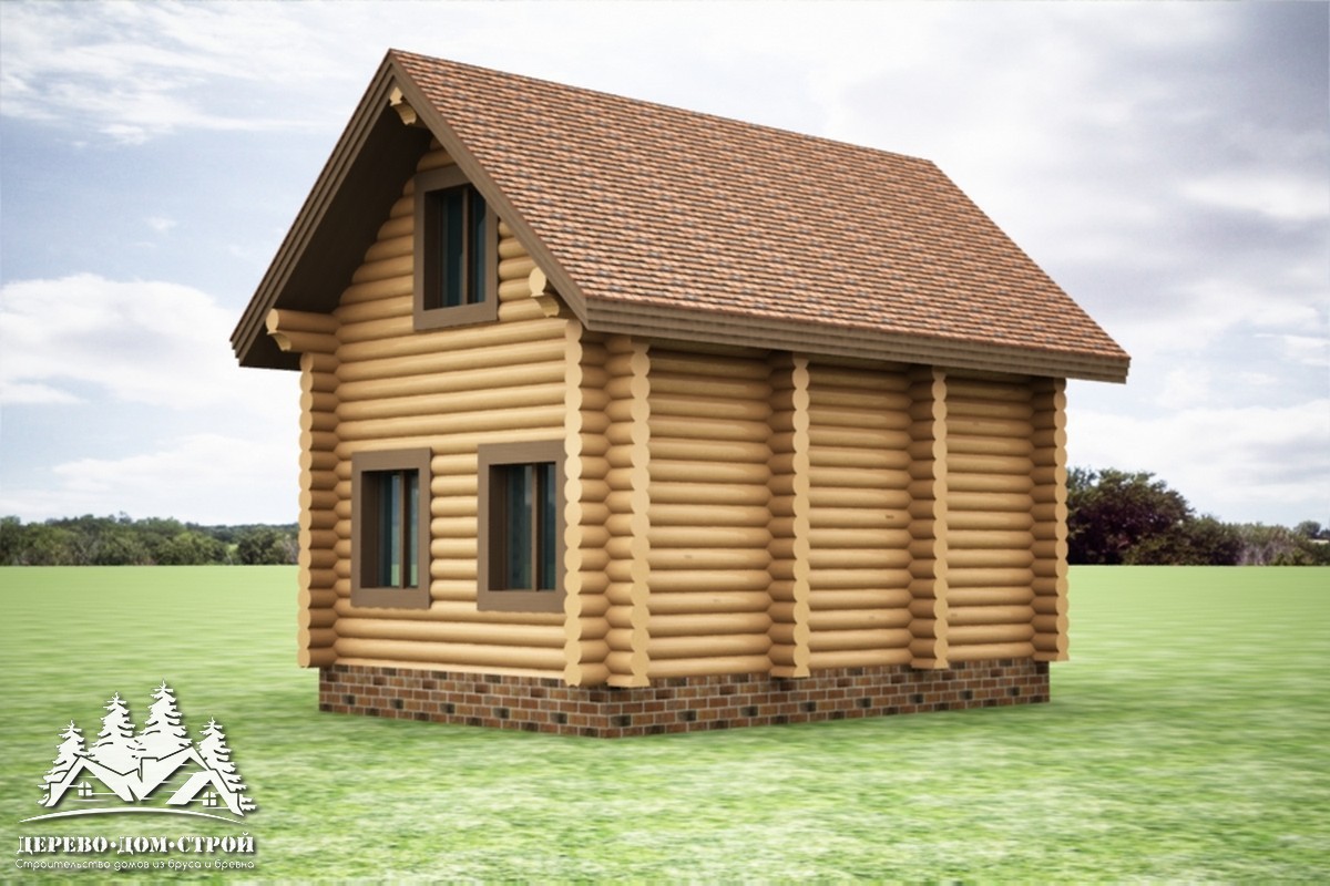Проект одноэтажного деревянного  дома с мансардой и террасой  из бревна – ДДС 556