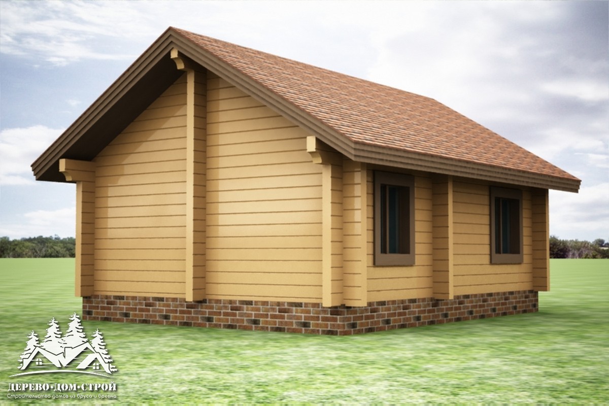 Проект одноэтажного деревянного  дома с террасой  из бруса – ДБС 354