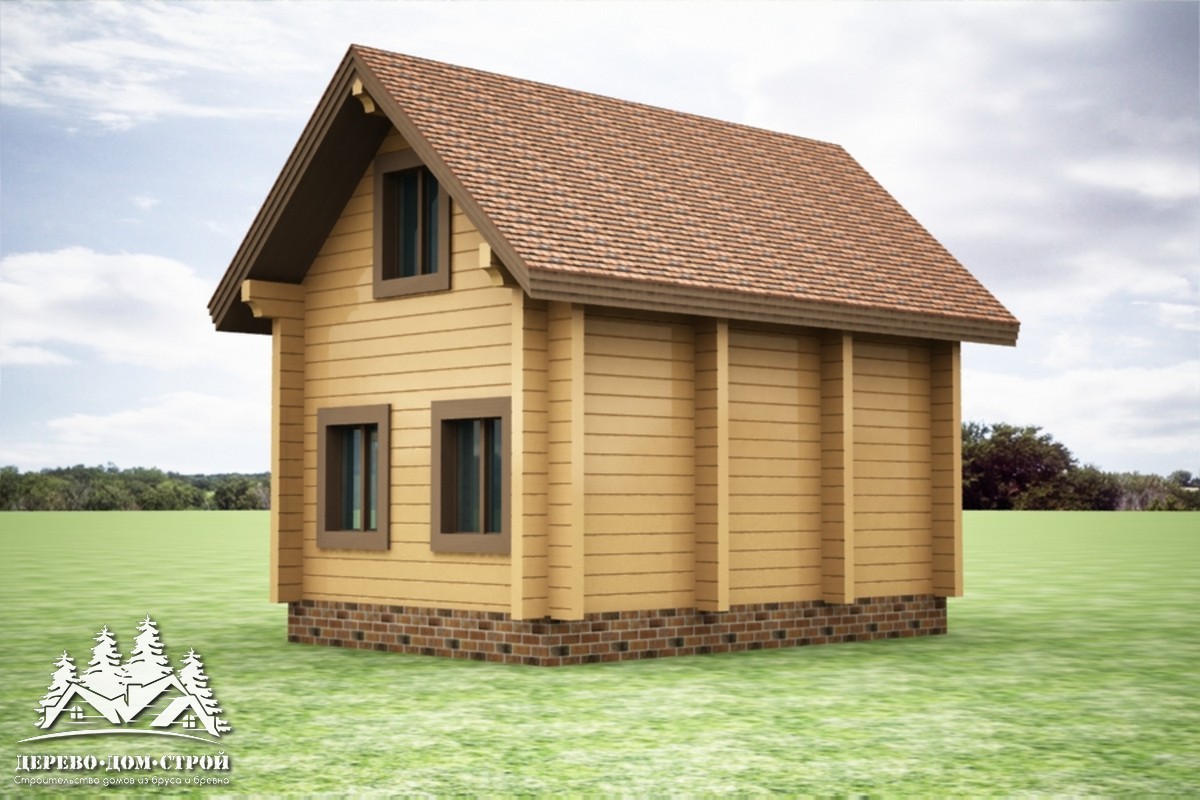 Проект одноэтажного деревянного  дома с мансардой и террасой из бруса – ДПБ 356