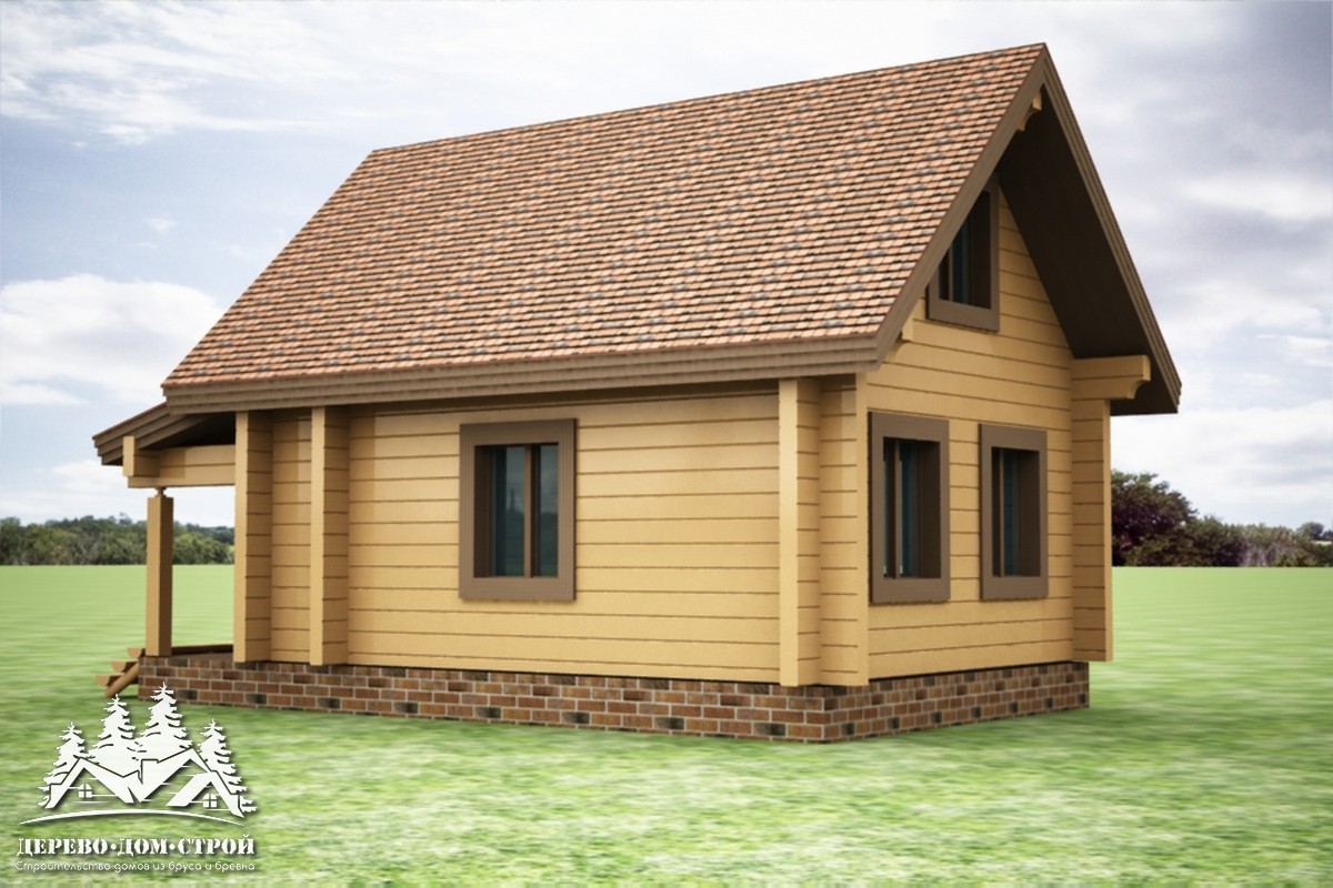 Проект одноэтажного деревянного  дома с мансардой и террасой из бруса – ДПБ 357