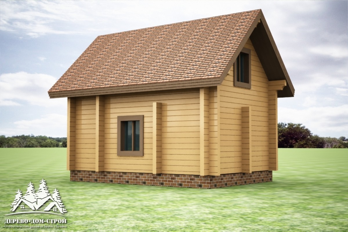 Проект одноэтажного деревянного  дома с мансардой и террасой из бруса – ДПБ 358