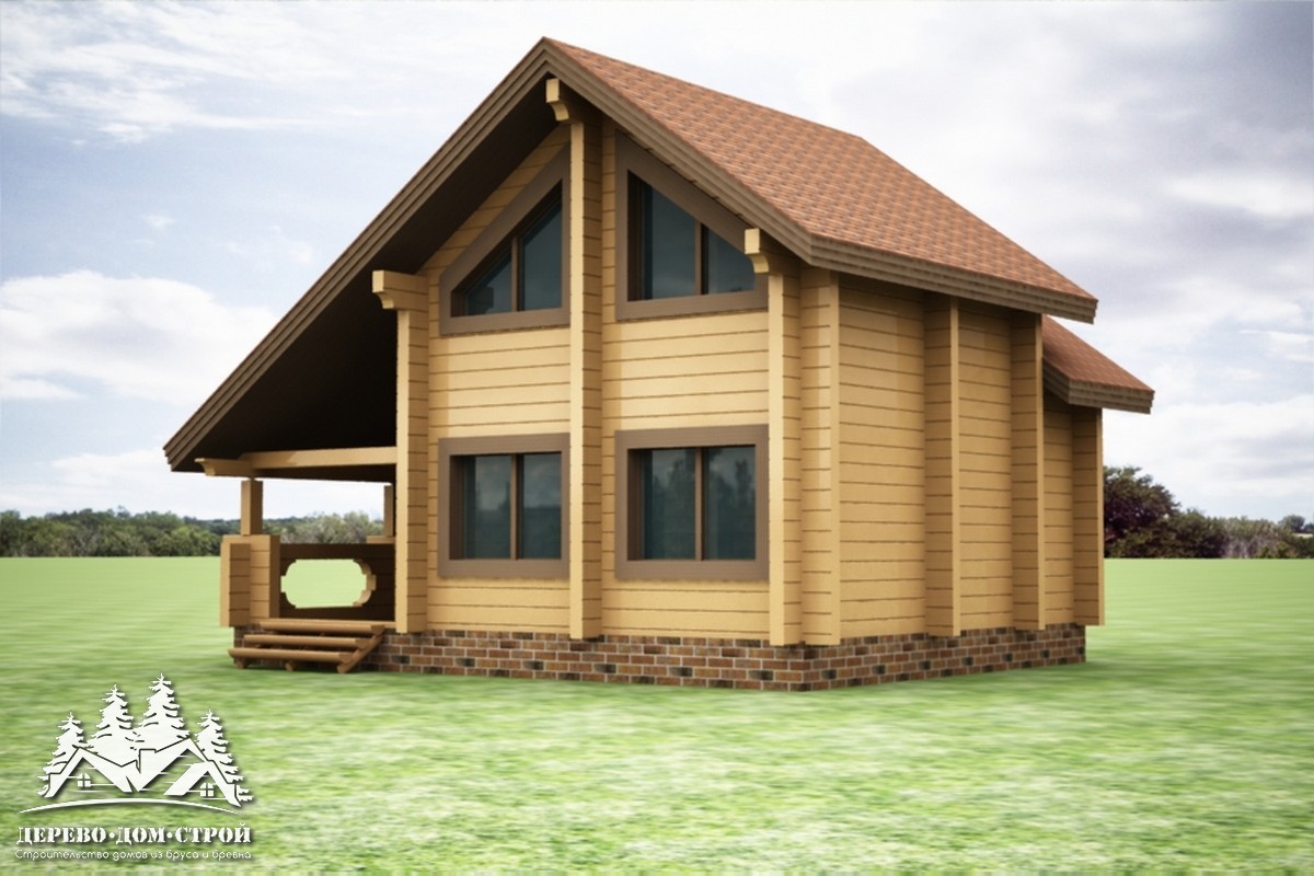 Проект одноэтажного деревянного  дома с мансардой и террасой из бруса – ДПБ 359