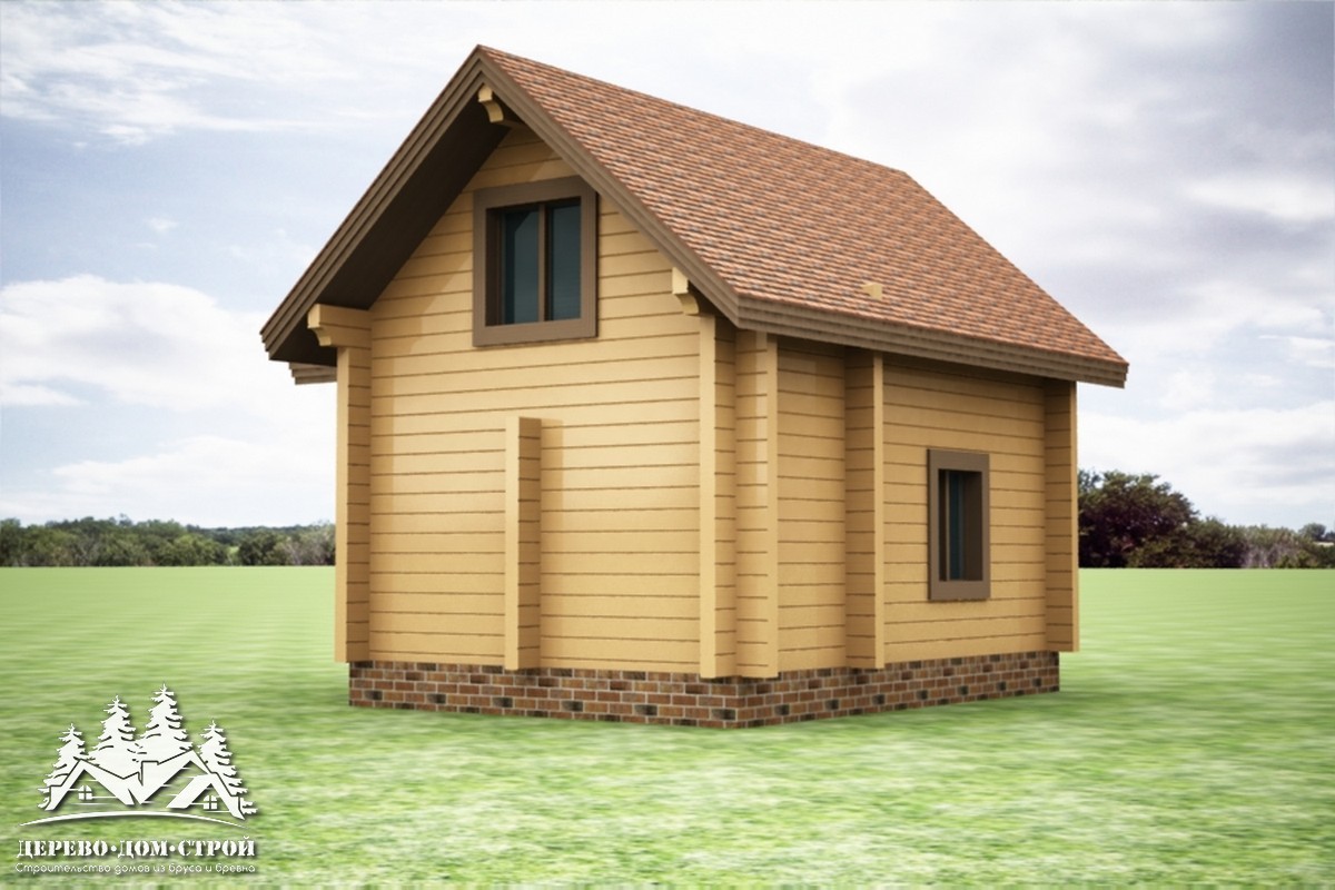 Проект одноэтажного деревянного  дома с мансардой и террасой из бруса – ДПБ 360