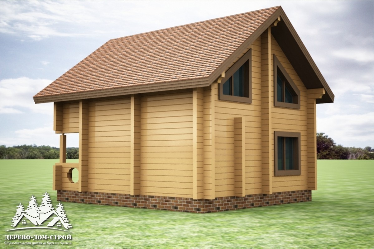 Проект одноэтажного деревянного  дома с мансардой и террасой из бруса – ДПБ 363