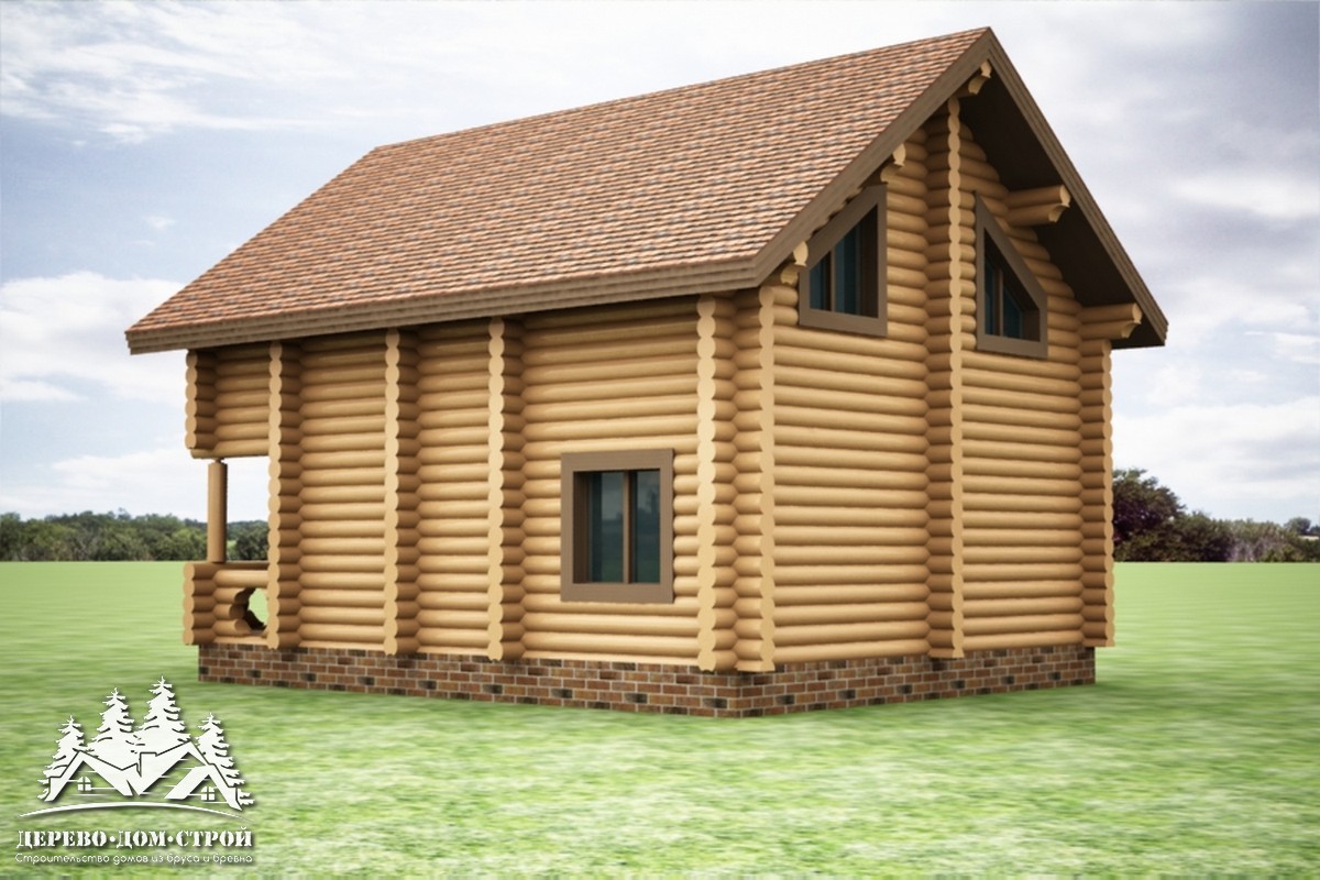Проект одноэтажного деревянного  дома с мансардой и террасой  из бревна – ДДС 567