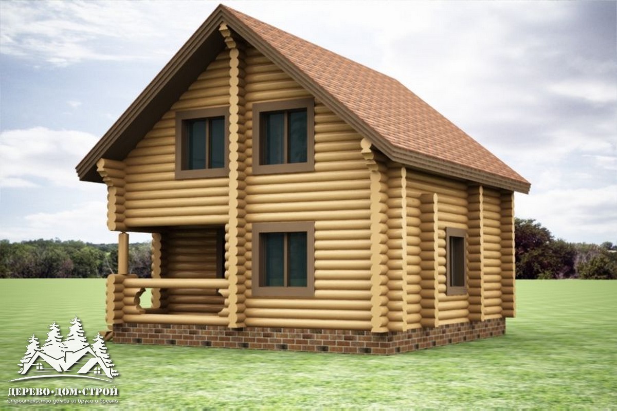 Проект одноэтажного деревянного  дома с мансардой и террасой  из бревна – ДДС 574