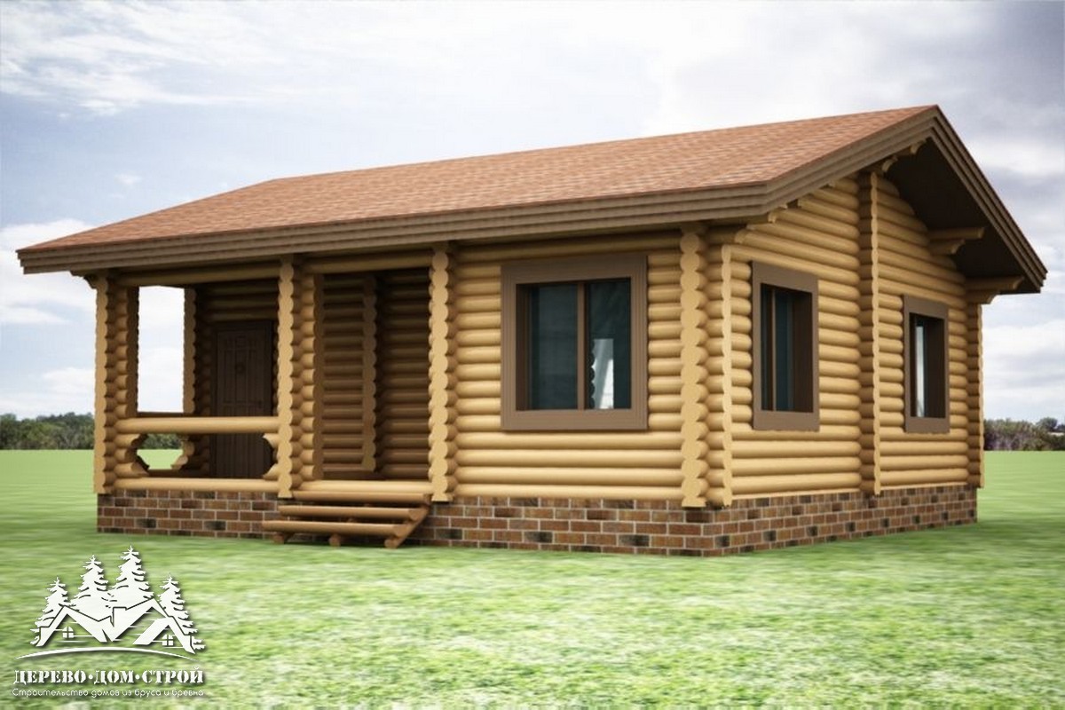 Проект одноэтажного деревянного  дома с террасой  из бревна – ДДС 578