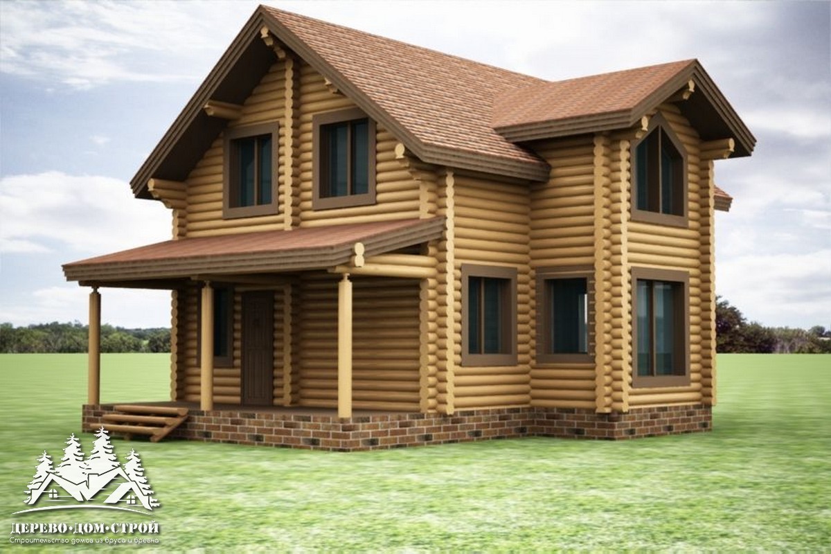 Проект одноэтажного деревянного  дома с мансардой и террасой  из бревна – ДДС 579