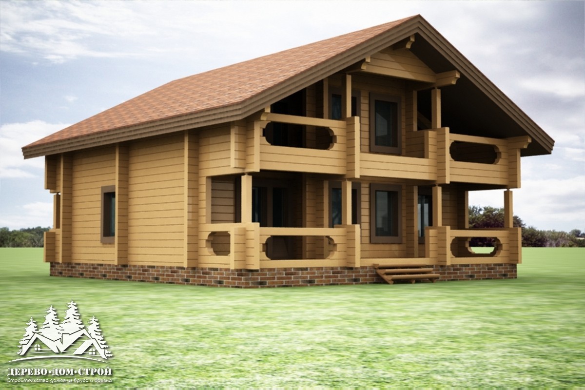 Проект одноэтажного деревянного  дома с мансардой и террасой  из бруса – ДБС 368