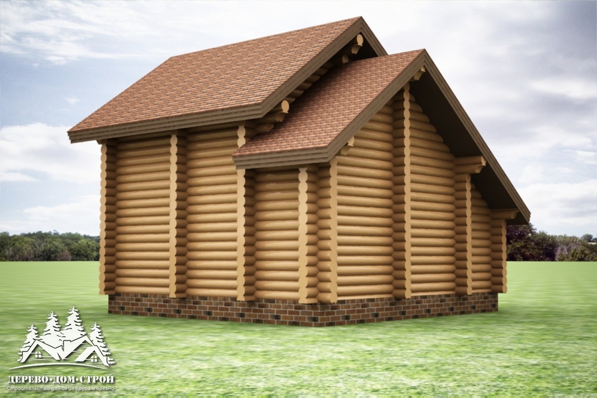 Проект одноэтажного деревянного  дома с мансардой и террасой  из бревна – ДДС 559