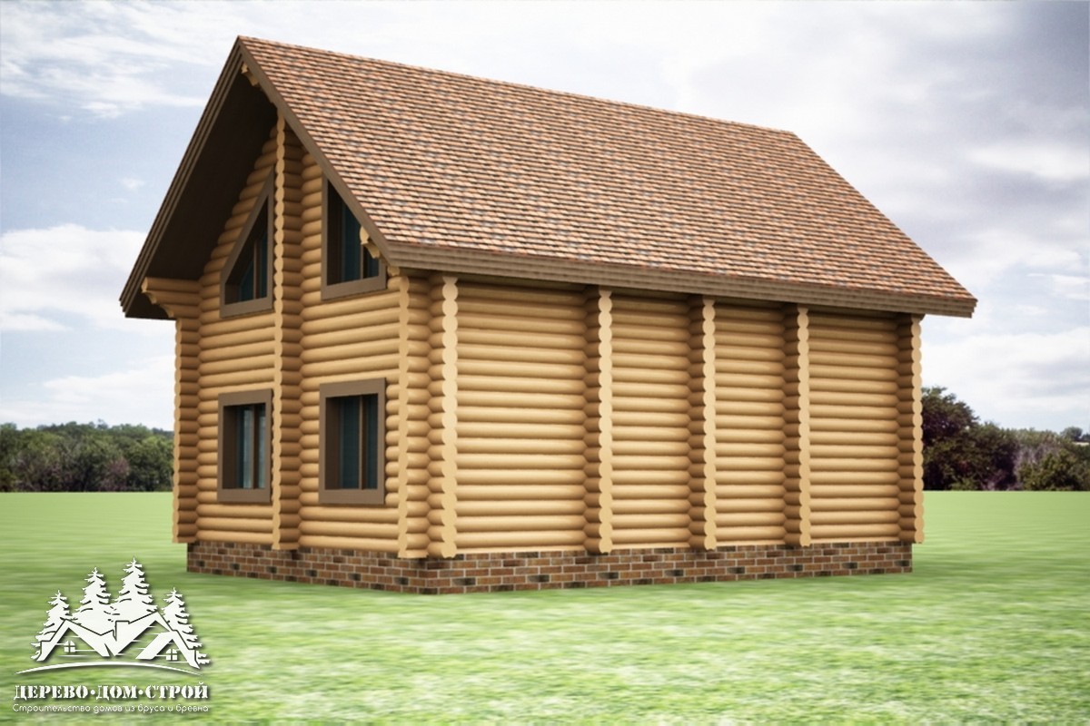 Проект одноэтажного деревянного  дома с мансардой и террасой  из бревна — ДДС 550