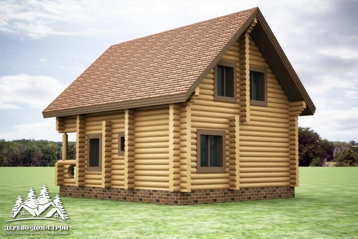 Проект одноэтажного деревянного  дома с мансардой и террасой  из бревна – ДДС 573