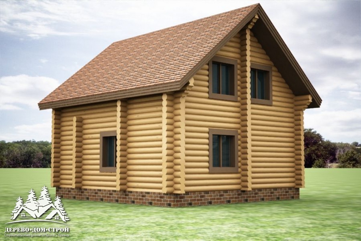 Проект одноэтажного деревянного  дома с мансардой и террасой  из бревна – ДДС 574