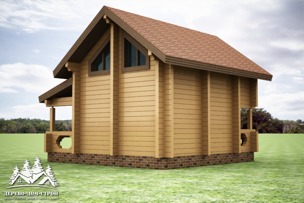 Проект одноэтажного деревянного  дома с мансардой и террасой  из бруса – ДБС 365