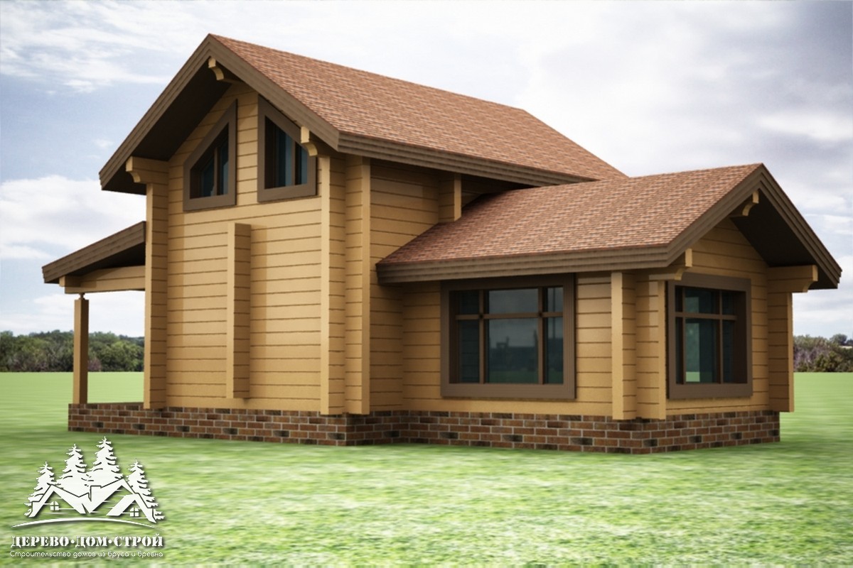 Проект одноэтажного деревянного  дома с мансардой и террасой из бруса – ДПБ 366