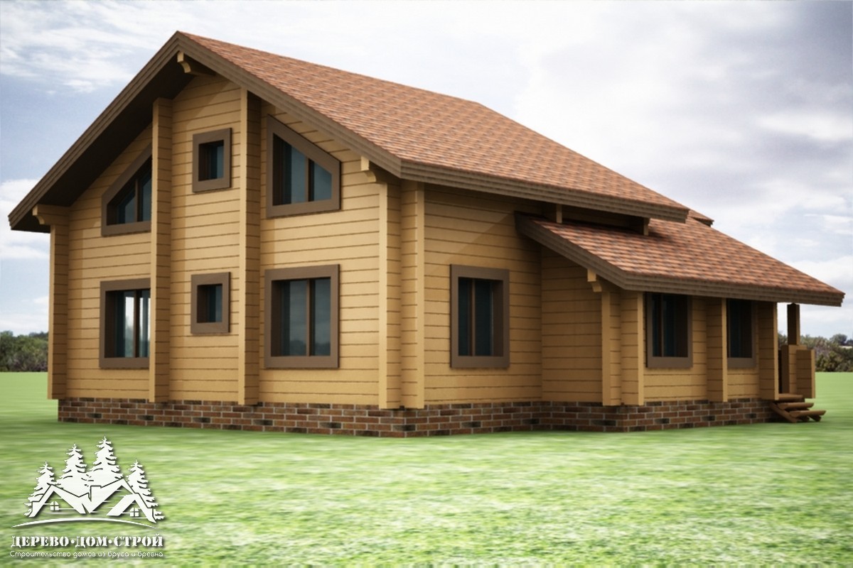 Проект одноэтажного деревянного  дома с мансардой и террасой  из бруса – ДБС 369