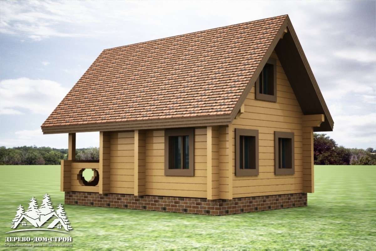 Проект одноэтажного деревянного  дома с мансардой и террасой из бруса – ДПБ 351