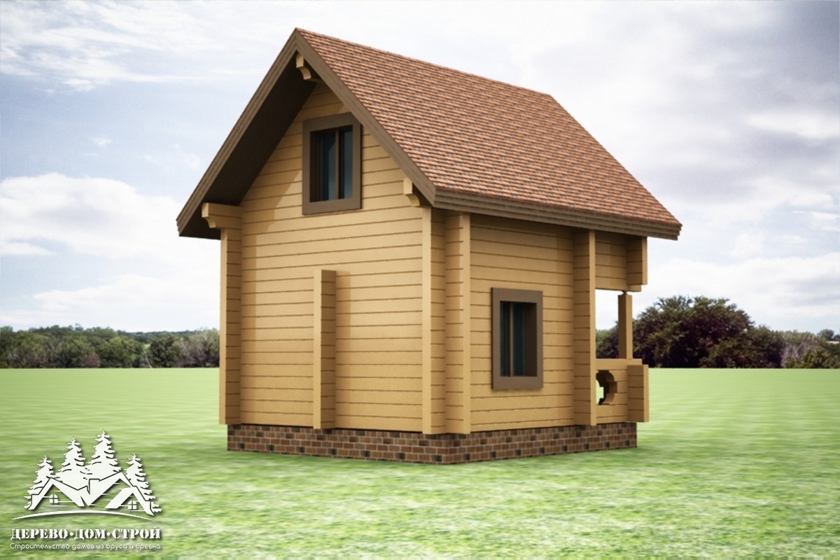 Проект одноэтажного деревянного  дома с мансардой и террасой из бруса – ДПБ 352