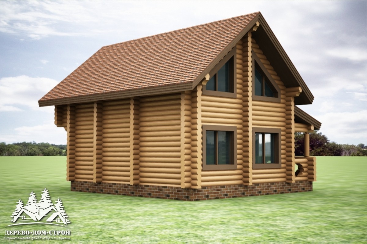 Проект одноэтажного деревянного  дома с мансардой и террасой  из бревна – ДДС 561
