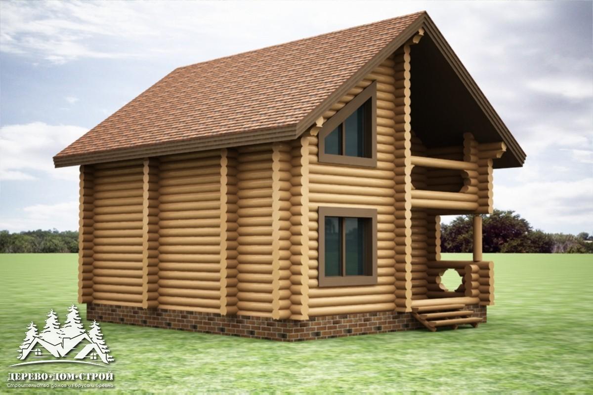 Проект одноэтажного деревянного  дома с мансардой и террасой  из бревна – ДДС 563