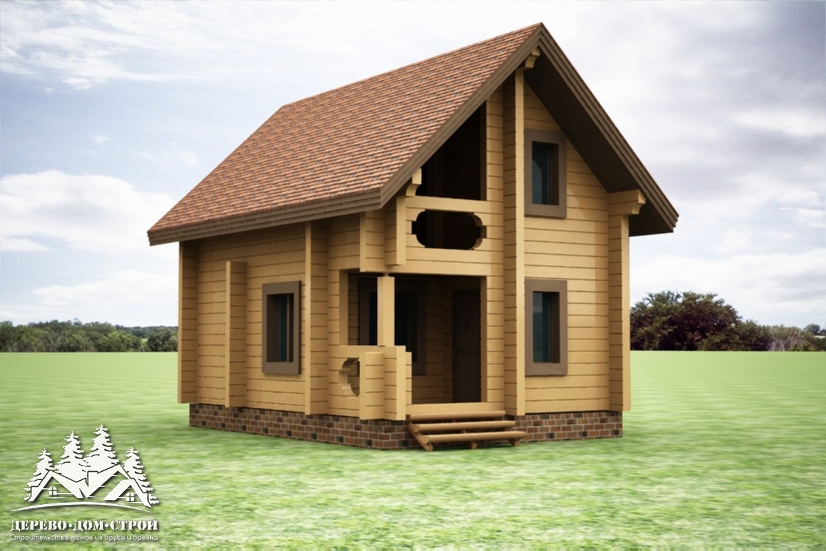 Проект одноэтажного деревянного  дома с мансардой и террасой из бруса – ДПБ 358