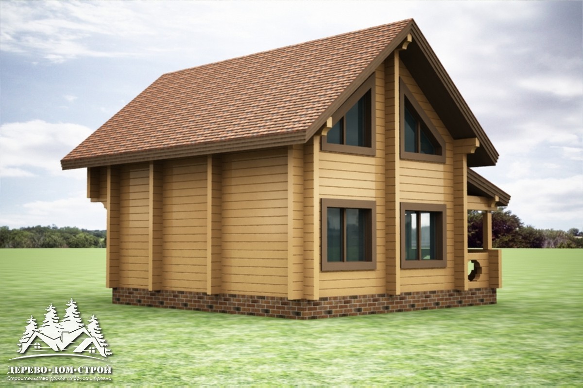 Проект одноэтажного деревянного  дома с мансардой и террасой  из бруса – ДБС 361