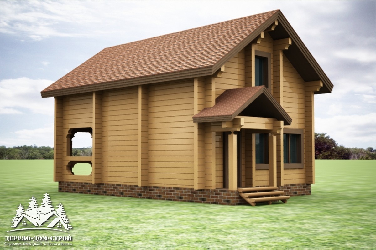 Проект одноэтажного деревянного  дома с мансардой и террасой из бруса – ДПБ 362
