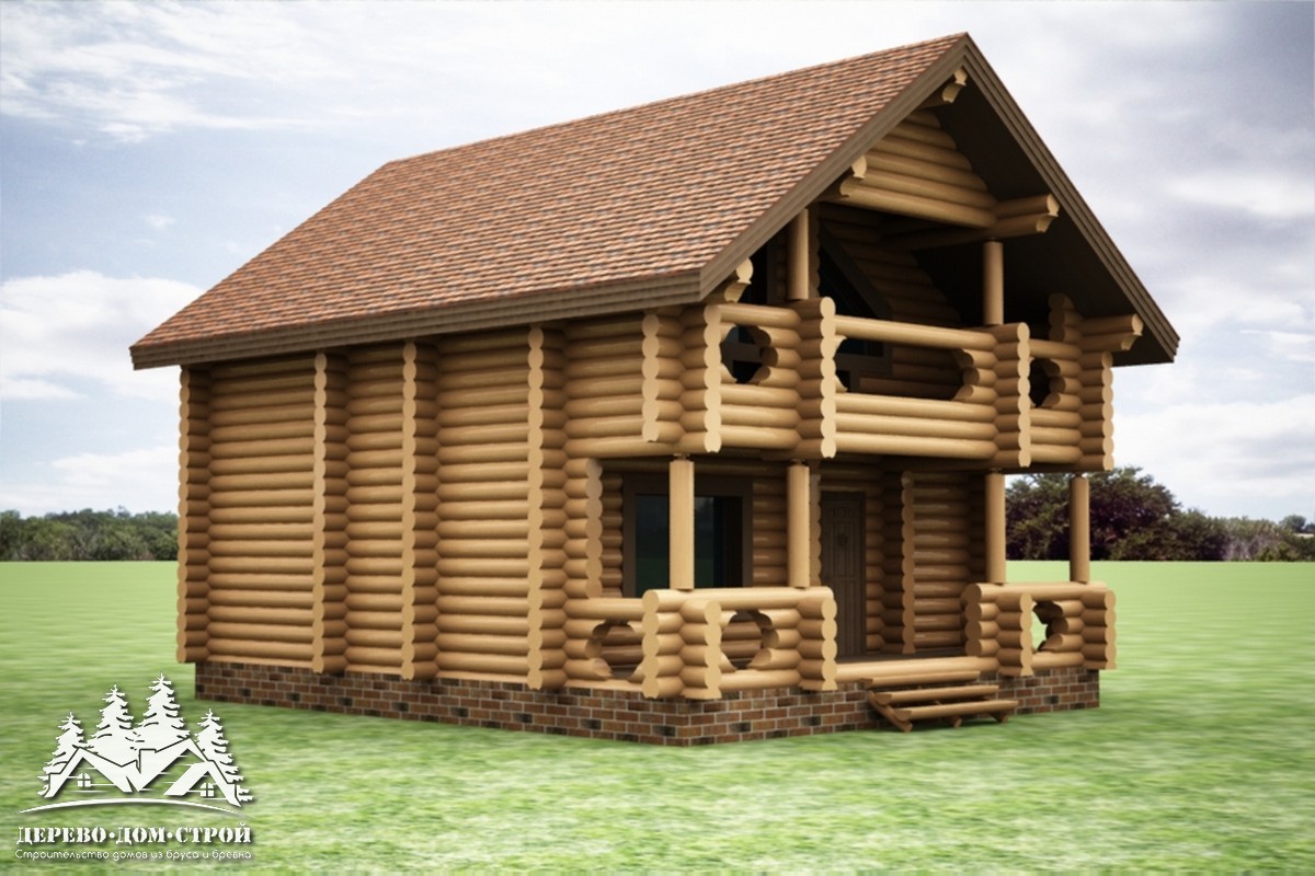 Проект одноэтажного деревянного  дома с мансардой и террасой  из бревна – ДДС 567