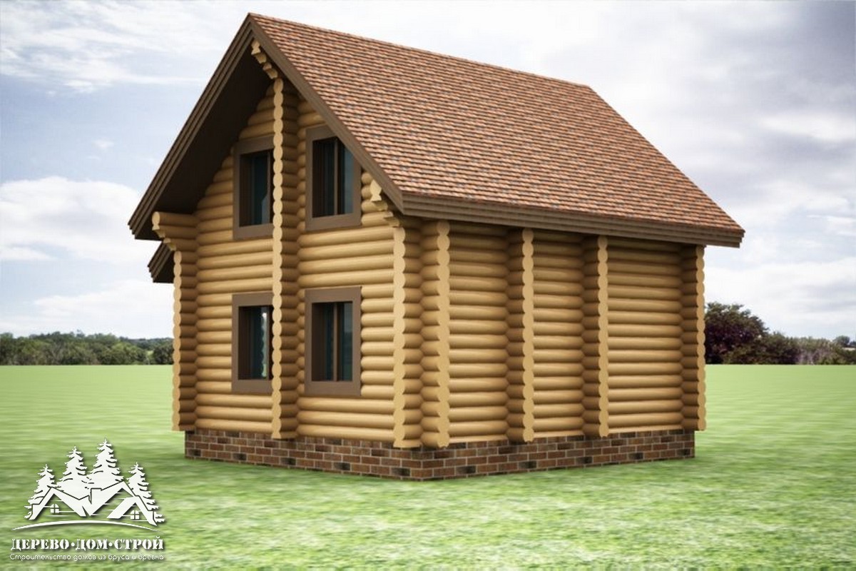 Проект одноэтажного деревянного  дома с мансардой и террасой  из бревна – ДДС 571