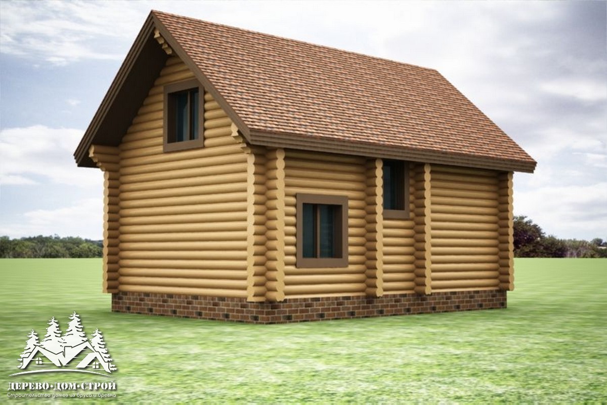 Проект одноэтажного деревянного  дома с мансардой и террасой  из бревна – ДДС 572