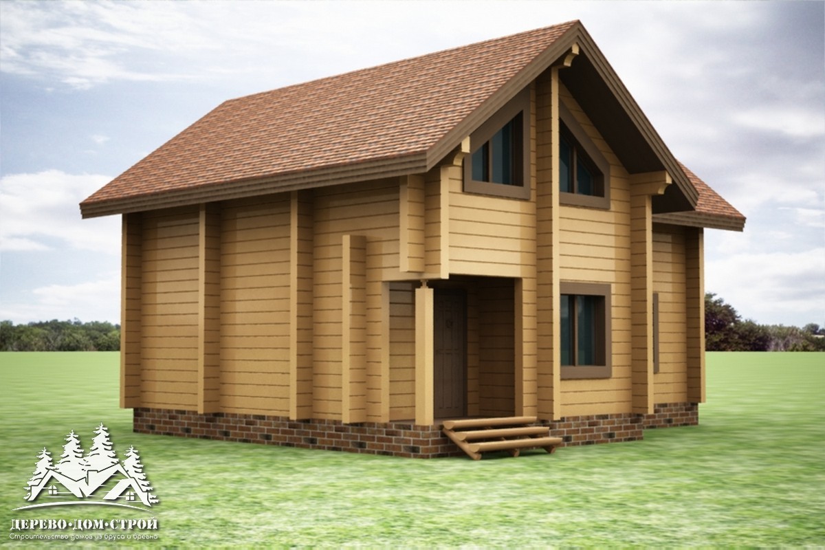 Проект одноэтажного деревянного  дома с мансардой и террасой из бруса – ДПБ 364