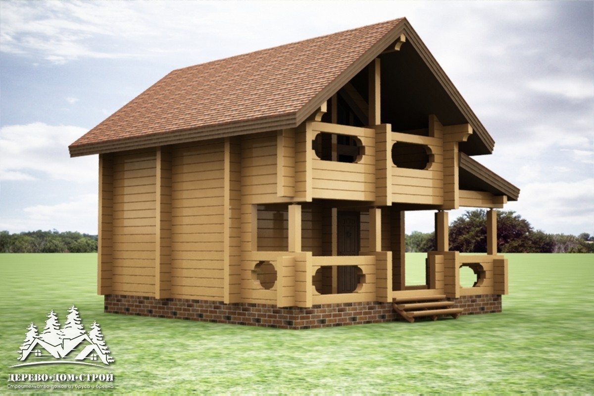 Проект одноэтажного деревянного  дома с мансардой и террасой из бруса – ДПБ 365
