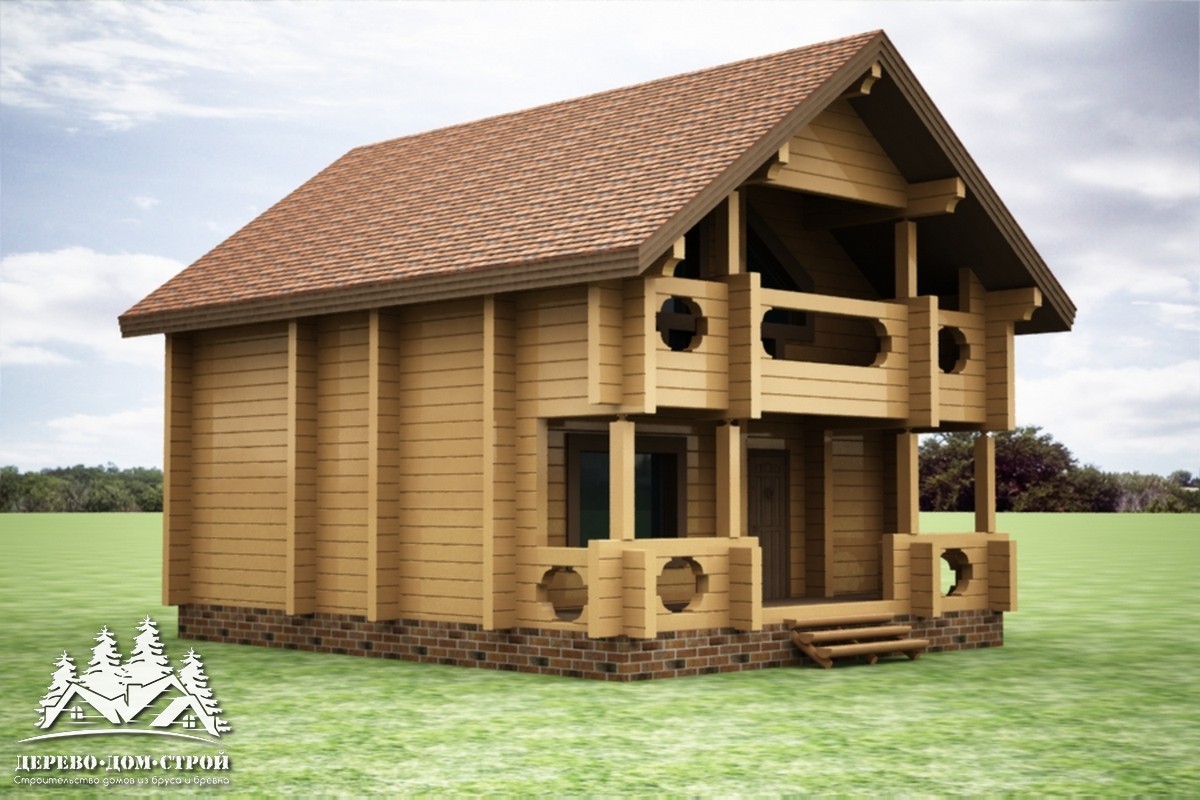Проект одноэтажного деревянного  дома с мансардой и террасой из бруса – ДПБ 367