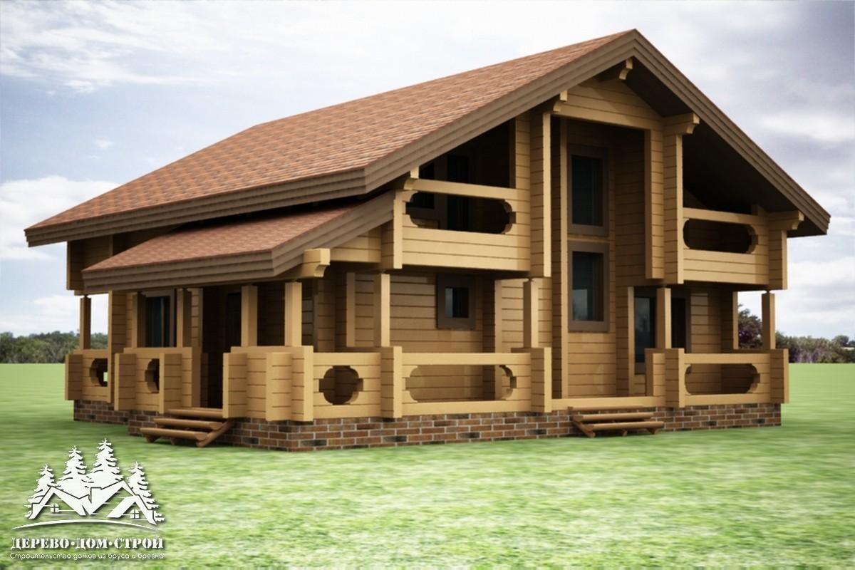 Проект одноэтажного деревянного  дома с мансардой и террасой из бруса – ДПБ 368