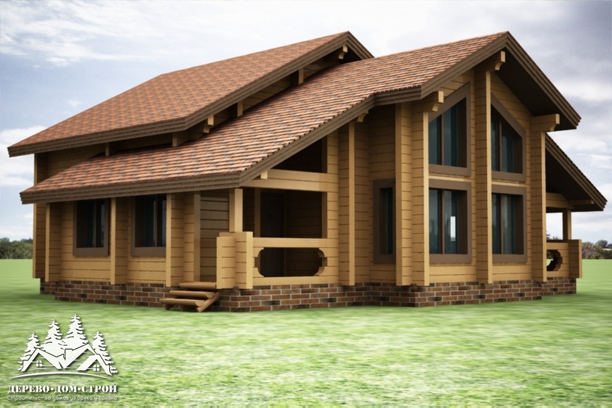 Проект одноэтажного деревянного  дома с мансардой и террасой из бруса – ДПБ 369