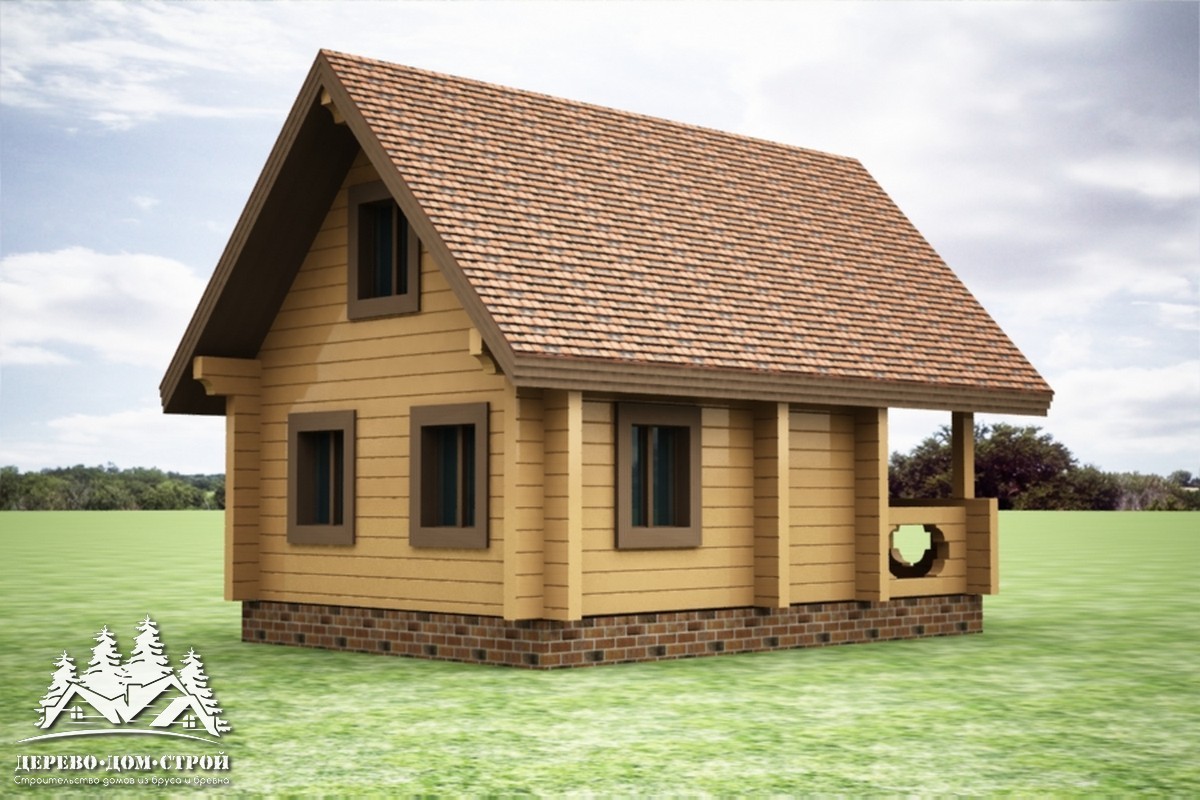 Проект одноэтажного деревянного  дома с мансардой и террасой  из бруса – ДБС 351