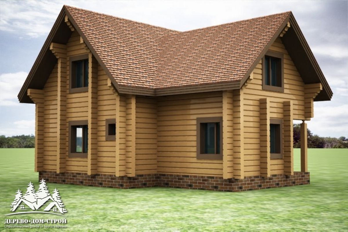 Проект одноэтажного деревянного  дома с мансардой и террасой  из бруса – ДБС 377