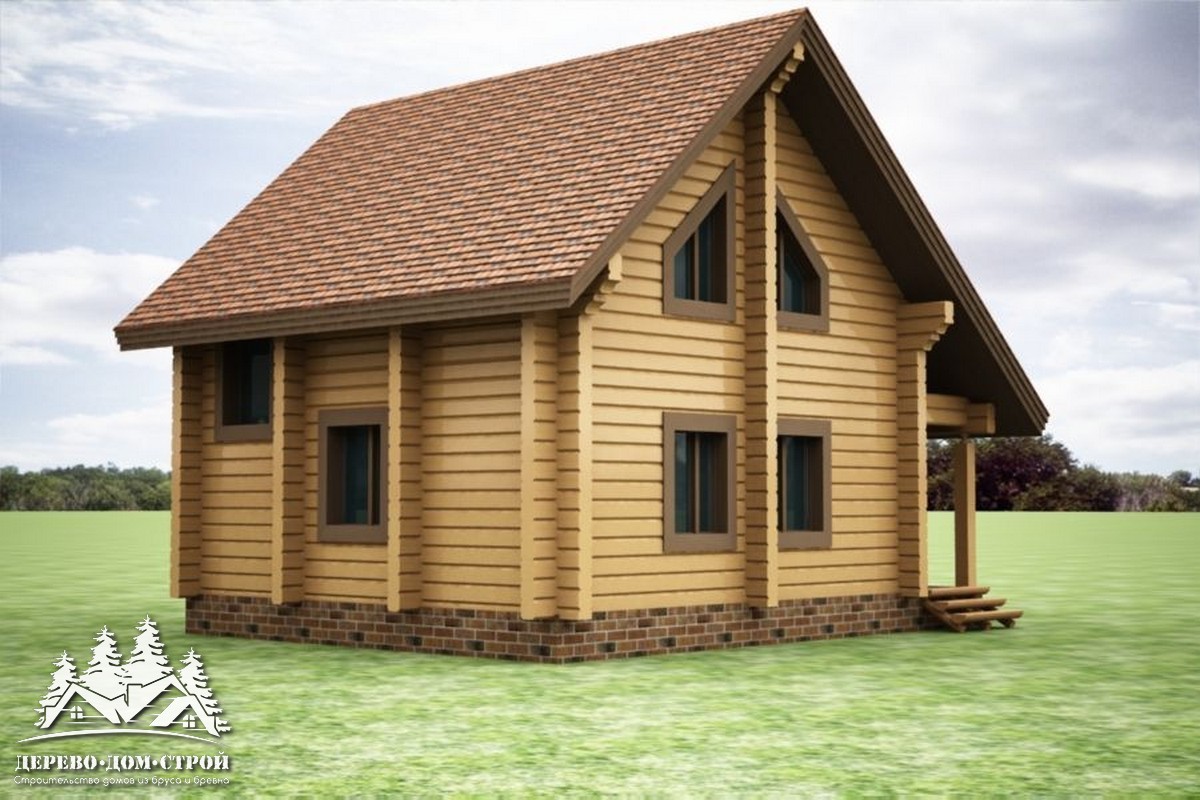 Проект одноэтажного деревянного  дома с мансардой и террасой из бруса – ДПБ 375