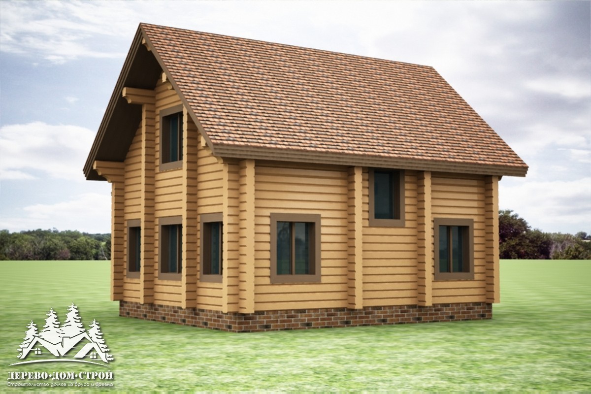 Проект одноэтажного деревянного  дома с мансардой и террасой из бруса – ДПБ 347