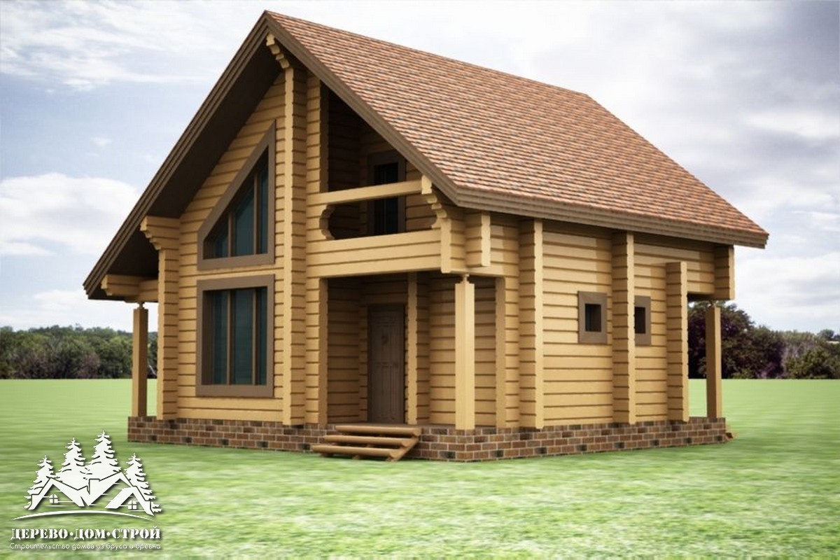 Проект одноэтажного деревянного  дома с мансардой и террасой  из бруса – ДБС 376